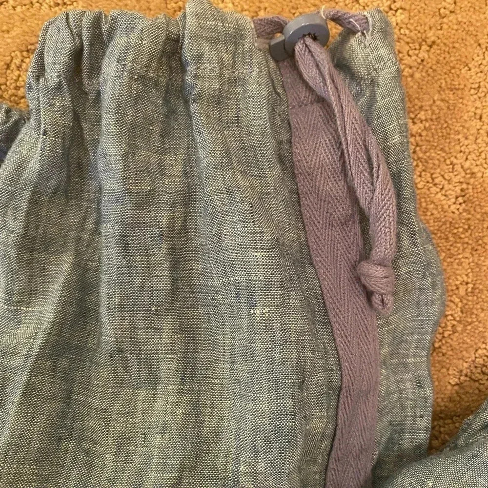 Anthropologie sanctuary terrain linen cropped utility pants 32 chambray - Picture 10 of 13